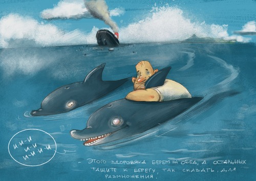 Cartoon: Dolphins (medium) by sfepa tagged dolphins,sos