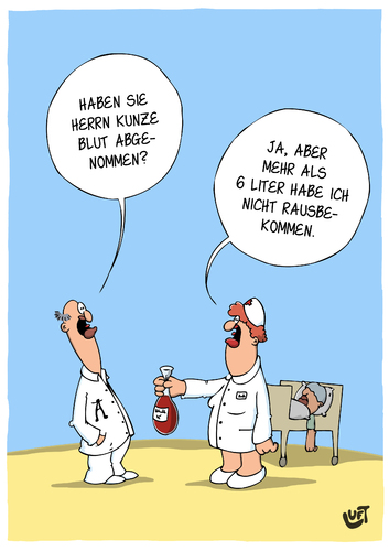 Cartoon: Blustabnahme (medium) by luftzone tagged cartoon,thomas,luft,lustig,gesundheit,krankheit,arzt,blut,krankenschwester,cartoon,thomas,luft,lustig,gesundheit,krankheit,arzt,blut,krankenschwester