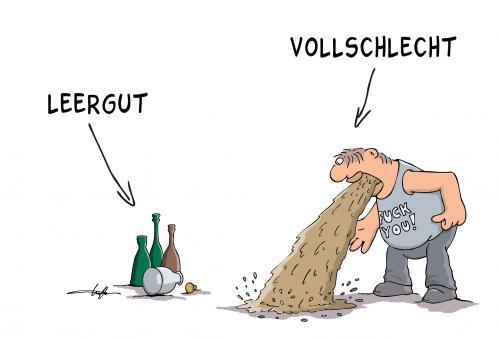 Cartoon: Leergut (medium) by luftzone tagged leergut,kotzen,brechen,flaschen,leer,voll,schlecht,leergut,flaschen,getränk,trinken,alkohol,alkoholiker,sucht,abhängigkeit,überegeben,kotzen,brechen,schlecht,gesundheit,voll,betrunken,besoffen,übel,übelkeit,leer