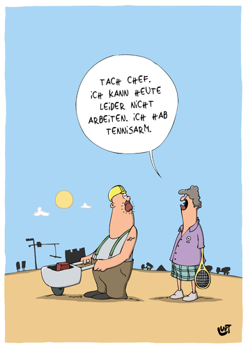 Cartoon: Tennisarm (medium) by luftzone tagged cartoonalarm,cartoon,thomas,luft,luftzone,humor,comic,spaß,lustig,freude,lachen,comedy,lacher,brüller,zeichnung,sprechblase,karikatur,krank,krankheit,tennisarm,tennis,chef,boss,vorgesetzter,bauarbeiter,helm,baustelle,krankmeldung,kran,lkw,kipper,cartoonalarm,cartoon,thomas,luft,luftzone,humor,comic,spaß,lustig,freude,lachen,comedy,lacher,brüller,zeichnung,sprechblase,karikatur,krank,krankheit,tennisarm,tennis,chef,boss,vorgesetzter,bauarbeiter,helm,baustelle,krankmeldung,kran,lkw,kipper