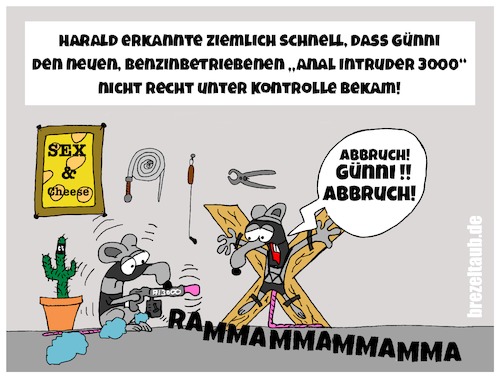 Cartoon: Anal Intruder 3000 (medium) by brezeltaub tagged anal,intruder,3000,ai3000,sadomaso,sm,schmerzen,brezeltaub