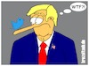 Cartoon: Trump and Twitter (small) by brezeltaub tagged donald,trump,usa,us,president,präsident,twitter,account,waffe,skandal,weisses,haus,brezeltaub,pinocchio,alternative,fakten,facts,wtf,what,the