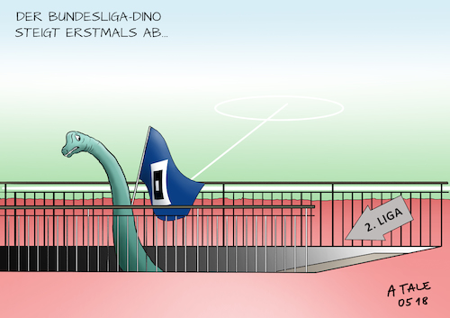 Cartoon: Abstieg HSV (medium) by Ago tagged hamburger,sportverein,hsv,erster,abstieg,gründungsmitglied,bundesliga,einziger,verein,immer,erstklassig,talfahrt,zweite,liga,dino,spitzname,enttäuschung,fans,fußball,sport,karikatur,cartoon,pressezeichnung,illustration,tale,agostino,natale,hamburger,sportverein,hsv,erster,abstieg,gründungsmitglied,bundesliga,einziger,verein,immer,erstklassig,talfahrt,zweite,liga,dino,spitzname,enttäuschung,fans,fußball,sport,karikatur,cartoon,pressezeichnung,illustration,tale,agostino,natale