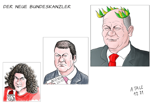 Cartoon: Der Neue (medium) by Ago tagged bundestagswahl,deutschland,neuer,bundeskanzler,olaf,scholz,spd,sozialdemokraten,ampelkoalition,fdp,liberale,grünen,wandlung,veränderung,juso,generalsekretär,agenda,2010,regierung,schröder,politik,caricature,karikatur,cartoon,pressezeichnung,illustration,tale,agostino,natale,bundestagswahl,deutschland,neuer,bundeskanzler,olaf,scholz,spd,sozialdemokraten,ampelkoalition,fdp,liberale,grünen,wandlung,veränderung,juso,generalsekretär,agenda,2010,regierung,schröder,politik,caricature,karikatur,cartoon,pressezeichnung,illustration,tale,agostino,natale