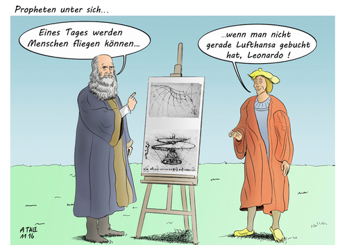 Cartoon: Der Traum vom Fliegen (medium) by Ago tagged lufthansa,streik,piloten,pilotenstreik,gewerkschaft,vereinigung,cockpit,deutschland,verhandlungen,festgefahren,fluege,fliegen,gestrichen,streichungen,annulierung,ausfall,flugausfall,forderungen,gehaltserhoehung,wirtschaft,schaden,dauerzustand,fluglinie,ausfälle,kostendruck,konkurrenz,billigflieger,leonardo,da,vinci,visionen,traum,prophezeiung,karikatur,cartoon,illustration,tale,agostino,natale,lufthansa,streik,piloten,pilotenstreik,gewerkschaft,vereinigung,cockpit,deutschland,verhandlungen,festgefahren,fluege,fliegen,gestrichen,streichungen,annulierung,ausfall,flugausfall,forderungen,gehaltserhoehung,wirtschaft,schaden,dauerzustand,fluglinie,ausfälle,kostendruck,konkurrenz,billigflieger,leonardo,da,vinci,visionen,traum,prophezeiung,karikatur,cartoon,illustration,tale,agostino,natale