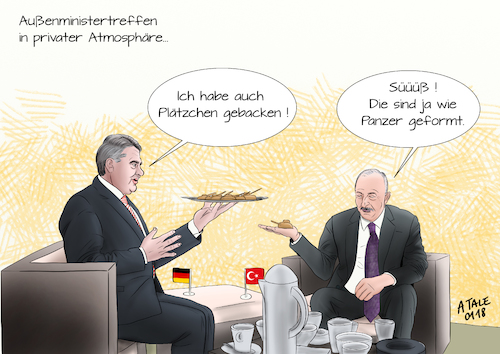 Cartoon: Deutsch Türkische Freundschaft (medium) by Ago tagged sigmar,gabriel,außenminister,deutschland,treffen,besuch,einladung,goslar,privathaus,freunde,gast,amtskollege,mevlüt,cavusoglu,türkei,spannungen,differenzen,autoritärer,staat,alleinherrscher,erdogan,verhaftungen,einschüchterung,opposition,spiegel,interview,deal,panzerfabrik,rüstungsexporte,gegen,freilassung,inhaftierte,journalisten,deniz,yücel,politik,karikatur,cartoon,pressezeichnung,illustration,tale,agostino,natale,sigmar,gabriel,außenminister,deutschland,treffen,besuch,einladung,goslar,privathaus,freunde,gast,amtskollege,mevlüt,cavusoglu,türkei,spannungen,differenzen,autoritärer,staat,alleinherrscher,erdogan,verhaftungen,einschüchterung,opposition,spiegel,interview,deal,panzerfabrik,rüstungsexporte,gegen,freilassung,inhaftierte,journalisten,deniz,yücel,politik,karikatur,cartoon,pressezeichnung,illustration,tale,agostino,natale