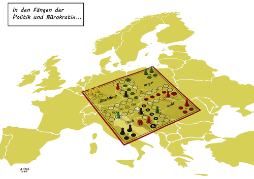 Cartoon: Flüchtling ärgere dich nicht (medium) by Ago tagged flüchtlinge,flucht,migration,asylsuchende,eu,europa,streit,chaos,verteilung,uneinig,nationalstaaten,abschottung,bürokratie,aufnahme,quoten,not,bürgerkrieg,krieg,syrien,irak,balkan,schnelle,humanitäre,hilfe,fremdenfeindlichkeit,politik,spiel,zufall,mensch,ärgere,dich,nicht,collage,karikatur,flüchtlinge,flucht,migration,asylsuchende,eu,europa,streit,chaos,verteilung,uneinig,nationalstaaten,abschottung,bürokratie,aufnahme,quoten,not,bürgerkrieg,krieg,syrien,irak,balkan,schnelle,humanitäre,hilfe,fremdenfeindlichkeit,politik,spiel,zufall,mensch,ärgere,dich,nicht,collage,karikatur