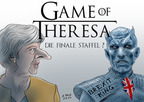 Cartoon: Game of Theresa (medium) by Ago tagged theresa,may,brexit,großbritannien,verlängerung,aufschub,eu,austritt,unendliche,geschichte,uneinig,kompromisslos,verhandlungen,game,of,thrones,start,finale,achte,staffel,hype,populär,nachtkönig,nightking,serie,tv,politik,karikatur,cartoon,pressezeichnung,illustration,tale,agostino,natale,theresa,may,brexit,großbritannien,verlängerung,aufschub,eu,austritt,unendliche,geschichte,uneinig,kompromisslos,verhandlungen,game,of,thrones,start,finale,achte,staffel,hype,populär,nachtkönig,nightking,serie,tv,politik,karikatur,cartoon,pressezeichnung,illustration,tale,agostino,natale