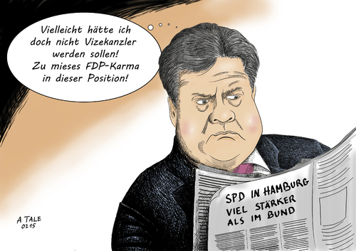 Cartoon: Mieses Karma (medium) by Ago tagged hamburg,wahl,bürgermeister,bürgerschaft,2015,spd,olaf,scholz,mehrheit,bundespartei,umfragetief,parteivorsitzender,vizekanzler,sigmar,gabriel,politik,cartoon,hamburg,wahl,bürgermeister,bürgerschaft,2015,spd,olaf,scholz,mehrheit,bundespartei,umfragetief,parteivorsitzender,vizekanzler,sigmar,gabriel,politik,cartoon