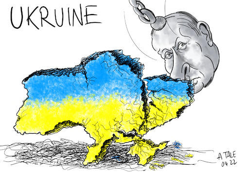 Cartoon: Ukruine (medium) by Ago tagged russland,praesident,wladimir,putin,ukraine,krise,krieg,angriffskrieg,diktatur,rueckfall,imperialismus,spaltung,zerstörung,unabhängigkeit,souveränität,konfrontation,europa,nato,westen,sanktionen,wirtschaft,schaden,politik,caricature,karikatur,cartoon,pressezeichnung,illustration,tale,agostino,natale,russland,praesident,wladimir,putin,ukraine,krise,krieg,angriffskrieg,diktatur,rueckfall,imperialismus,spaltung,zerstörung,unabhängigkeit,souveränität,konfrontation,europa,nato,westen,sanktionen,wirtschaft,schaden,politik,caricature,karikatur,cartoon,pressezeichnung,illustration,tale,agostino,natale