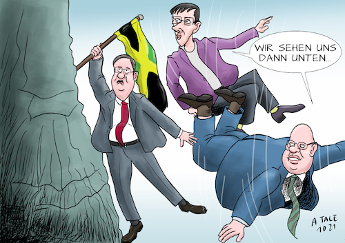 Cartoon: Vorausfliegen (medium) by Ago tagged bundestagswahl,deutschland,cdu,armin,laschet,niederlage,kanzlerkandidat,klammern,jamaika,koalition,peter,altmaier,annegret,kramp,karrenbauer,bundestagsmandat,verzicht,rückzug,bundespolitik,alte,garde,merkelianer,auflösungserscheinungen,abgrund,fahne,stürzen,politik,caricature,karikatur,cartoon,pressezeichnung,illustration,tale,agostino,natale,bundestagswahl,deutschland,cdu,armin,laschet,niederlage,kanzlerkandidat,klammern,jamaika,koalition,peter,altmaier,annegret,kramp,karrenbauer,bundestagsmandat,verzicht,rückzug,bundespolitik,alte,garde,merkelianer,auflösungserscheinungen,abgrund,fahne,stürzen,politik,caricature,karikatur,cartoon,pressezeichnung,illustration,tale,agostino,natale