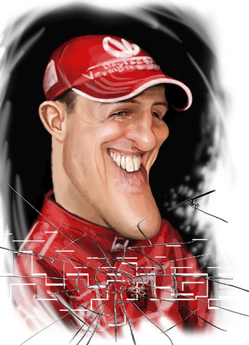Cartoon: Michael Schumacher (medium) by besikdug tagged michael,schumacher,besikdug,besik,dugashvili,cartoon,caricature,georgia
