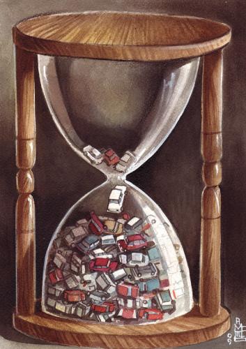 Cartoon: hourglass (medium) by matteo bertelli tagged car,crisis,hourglass,autoindustrie,automobilindustrie,autos,auto,industrie,verkehr,sanduhr,zeit,krise,autokrise,automobilkrise,wirtschaft,wirtschaftskrise,handel,verkauf