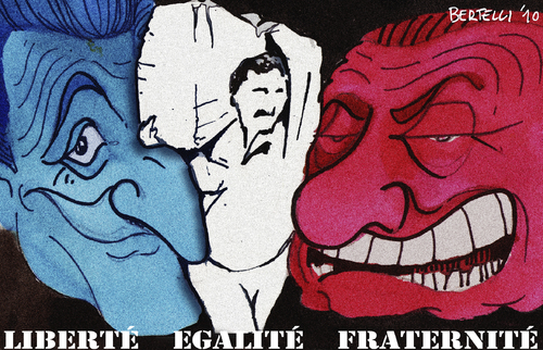 Cartoon: liberte egalite fraternite (medium) by matteo bertelli tagged berlusconi,sarkozy,bertelli,france,silvio berlusconi,sarkozy,frankreich,karikatur,karikaturen,silvio,berlusconi
