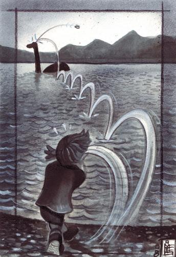 Cartoon: Luckness (medium) by matteo bertelli tagged illustration,lockness,monster,,illustration,monster,loch,ness,nessy,ungeheuer,see,schottland,sage,märchen,saga,junge,kind,stein,werfen,springen,spaß,kindheit