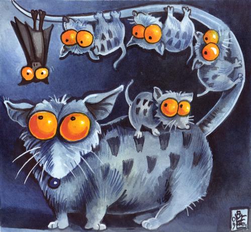 Cartoon: the intruder (medium) by matteo bertelli tagged illustration,illustration,illustrationen,tier,tiere,maus,mäuse,fledermaus,entwicklung,hängen,lebensraum,augen,ähnlichkeit,natur