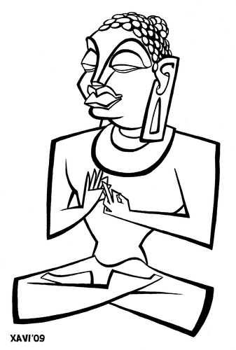 Cartoon: Buda Siddhartha Gautama (medium) by Xavi dibuixant tagged buda,siddhartha,gautama,drawing,caricature,buddha,buddhismus,karikatur,karikaturen,illustration,illustrationen,glaube,religion