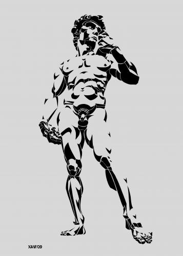 Cartoon: david michelangelo grey (medium) by Xavi dibuixant tagged david,michelangelo,renascimento,renaissance,renacimiento,karikatur,portrait,statue,skulptur,david,michelangelo,renaissance,renacimiento,renascimento,kunstwerk,kunst,bildhauerei,florenz