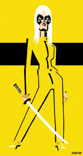 Cartoon: Kill Bill (medium) by Xavi dibuixant tagged kill,bill,caricature,uma,thurman,cinema,film,illustration,karikatur,portrait,uma thurman,kill bill,kiddo,beatrix,die braut,quentin tarantino,rache,frau,frauen,film,kino,medien,unterhaltung,schwert,kämpfen,kampf,rächer,held,uma,thurman,kill,bill,die,braut,quentin,tarantino,schauspieler