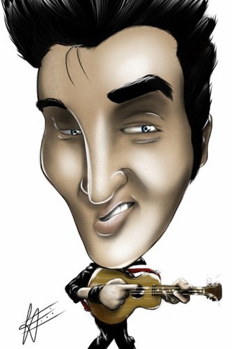 Cartoon: Elvis Presley (medium) by cesar mascarenhas tagged elvis,presley,caricature