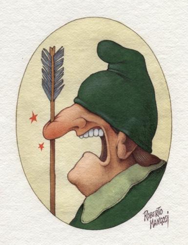 Cartoon: Robin Hood (medium) by Roberto Mangosi tagged portraits
