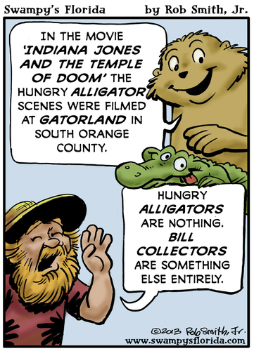 Cartoon: Swampys Florida Cartoon Webcomic (medium) by RobSmithJr tagged ftravel,florida,tourism,flordia,history,swampys,snake,rattlesnake,can,canned,humor,joke,cartoon,cartooning,illustration,indian,jones,temple,of,doom,alligator,gator,alligators