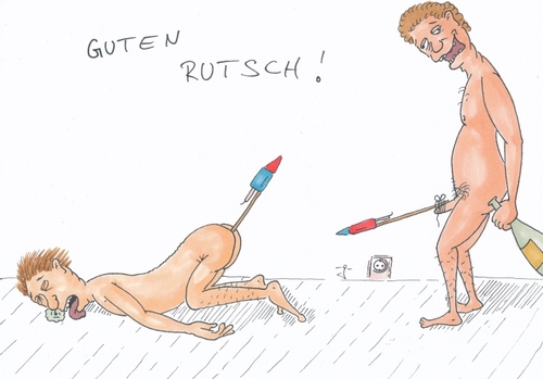 Cartoon: Guten Rutsch (medium) by gore-g tagged silvester,neujahr,rutsch