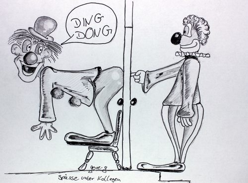 Cartoon: Späße unter Kollegen (medium) by gore-g tagged clown,tür,klingel,spaß,spass