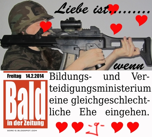 Cartoon: Valendoomsday (medium) by gore-g tagged valentienstag,verteidigung,bildung,verteidigungsministerium,bildungsministerium