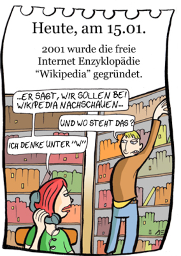 Cartoon: 15. Januar (medium) by chronicartoons tagged wikipedia,internet,duden,cartoon