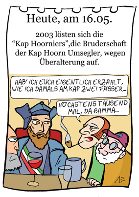 Cartoon: 16. Mai (medium) by chronicartoons tagged kap,hoorn,seefahrt,da,gamma,matrose,cartoon