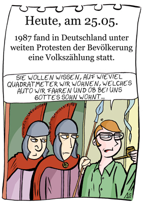 Cartoon: 25.Mai (medium) by chronicartoons tagged volkszählung,jesus,herodes,bibel