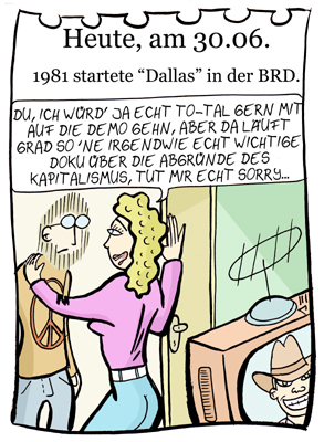 Cartoon: 30. Juni (medium) by chronicartoons tagged dallas,jr,ewing,tv,80s,soap,cartoon