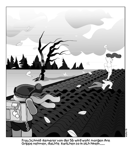 Cartoon: frau schmid-kämmerer (medium) by zenundsenf tagged zenundsenf,grippe,lehrer