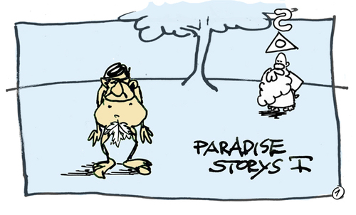 Cartoon: paradise-storys (medium) by zenundsenf tagged adam,eva,adem,awa,paradise,polygamie,zenf,zensenf,zenundsenf,walter,andi