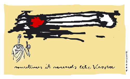 Cartoon: sometime it sound like vespa-1 (medium) by zenundsenf tagged vespa,sound,zenf,zensenf,zenundsenf,walter,andi