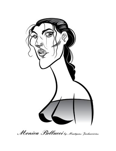 Cartoon: Monica Bellucci (medium) by Martynas Juchnevicius tagged monica,bellucci,actress,movies,film,italian
