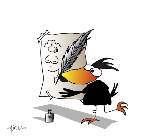 Cartoon: Krähe mit Akt (medium) by KADO tagged draw,zeichnen,art,kunst,nude,akt,styria,graz,steiermark,austria,illustration,cartoon,spass,humor,comic,kalcher,dominika,kadocartoons,kado,vogel,bird,animal,crow,krähe