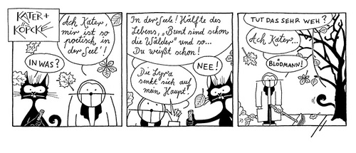 Cartoon: Kater und Köpcke - Herbst (medium) by badham tagged melancholie,ernte,neige,leben,hälfte,autumn,herbst,kater,köpcke,badham,hammel
