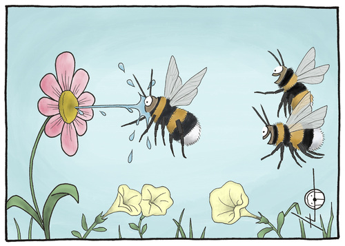 Cartoon: Kleiner Scherz unter Hummeln. (medium) by badham tagged badham,bee,bumble,bumblebee,scherz,blumen,sommer,lachen,laugh,summer,flower,humor,joke,witz,hummel,hummel,lachen,sommer,blumen,scherz,natur,insekten,garten