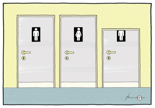 Cartoon: WC - variations on a theme II (medium) by badham tagged badham,kopflos,headless,guillotine,toilette,klo,lavatory,wc,wc,toilette,bad,frauen,männer,piktogramm