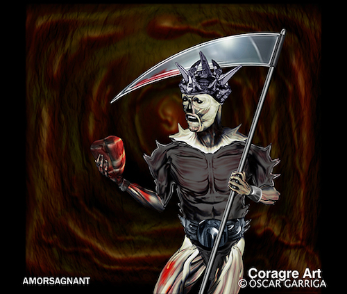 Cartoon: Amor sagnant (medium) by DrCoragre tagged fantasy,digital,art,illustration,surreal,drawing,mixed,media