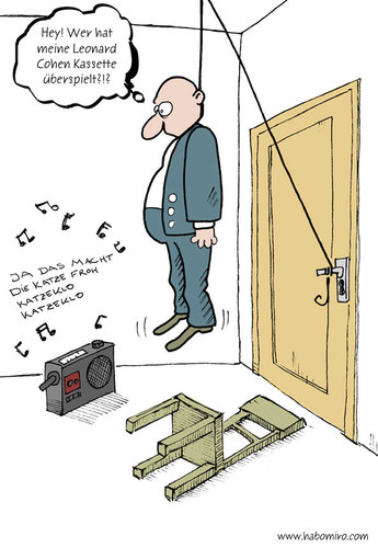 Cartoon: Hangman (medium) by Habomiro tagged selbstmord,suicid,helge,schneider,katzeklo,leonard,cohen,aufhängen,schlinge