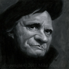Cartoon: Mikey_The Man In Black (small) by mikeyzart tagged johnny,cash,the,man,in,black,caricature,painting,humorous,illustration,portrait,and,white