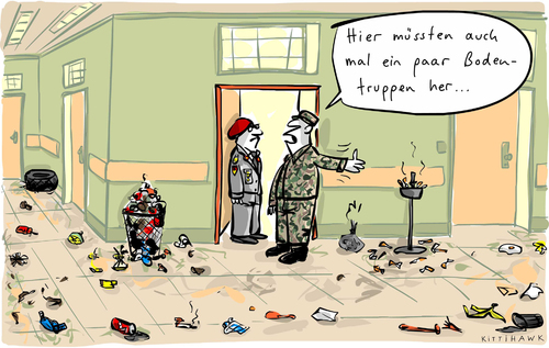 Cartoon: Bodentruppen (medium) by kittihawk tagged kittihawk,2014,bodentruppen,bundeswehr,dreck,saubermachen,kaserne,boden,vesrchmutzt,general,soldat,türkei,kurden,is,islamischer,staat,beteiligung,deutschland,kehren,wischen,müll,kittihawk,2014,bodentruppen,bundeswehr,dreck,saubermachen,kaserne,boden,vesrchmutzt,general,soldat,türkei,kurden,is,islamischer,staat,beteiligung,deutschland,kehren,wischen,müll