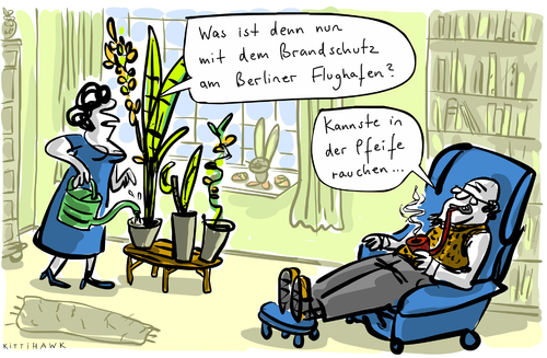 Cartoon: Brandschutz BER (medium) by kittihawk tagged kittihawk,2014,ber,berliner,flughafen,brandschutz,baugenehmigung,entzogen,baustelle,eröffnungsthermin,skandal,kittihawk,2014,ber,berliner,flughafen,brandschutz,baugenehmigung,entzogen,baustelle,eröffnungsthermin,skandal