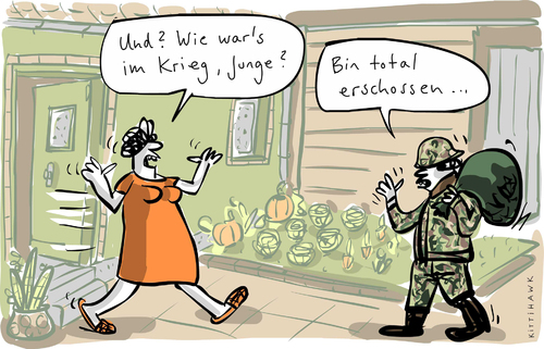 Cartoon: Erschossen (medium) by kittihawk tagged kittihawk,2014,erschossen,im,krieg,burn,out,soldaten,erschöpft,überlastung,überlastet,einsatz,türkei,von,der,leyen,mama,nach,hause,kommen,wohnung,garten,haustür,wiedersehen,syrien,kittihawk,2014,erschossen,im,krieg,burn,out,soldaten,erschöpft,überlastung,überlastet,einsatz,türkei,von,der,leyen,mama,nach,hause,kommen,wohnung,garten,haustür,wiedersehen,syrien