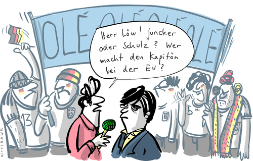 Cartoon: Kapitän (medium) by kittihawk tagged kittihawk,2014,eu,europawahl,kommissionspräsident,juncker,schulz,martin,jean,claude,parlament,spitzenkandidat,jogi,löw,interview,experte,fußball,wm,weltmeisterschaft,brasilien,ole,deutschland,kittihawk,2014,eu,europawahl,kommissionspräsident,juncker,schulz,martin,jean,claude,parlament,spitzenkandidat,jogi,löw,interview,experte,fußball,wm,weltmeisterschaft,brasilien,ole,deutschland