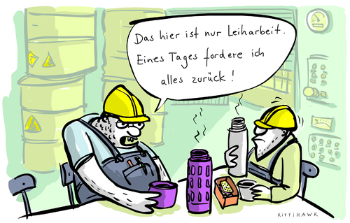 Cartoon: Leiharbeit (medium) by kittihawk tagged kittihawk,2015,leiharbeiter,deustcher,paritätischer,wohlfahrtsverband,armut,bericht,gestiegen,fordere,alles,zurück,arbeiter,fabrik,schutzhelm,pause,kaffee,thermoskanne,helm,bau,mittag,prekäre,unsichere,beschäftigungsverhältnisse,rekordarmut,anstieg,kittihawk,2015,leiharbeiter,deustcher,paritätischer,wohlfahrtsverband,armut,bericht,gestiegen,fordere,alles,zurück,arbeiter,fabrik,schutzhelm,pause,kaffee,thermoskanne,helm,bau,mittag,prekäre,unsichere,beschäftigungsverhältnisse,rekordarmut,anstieg