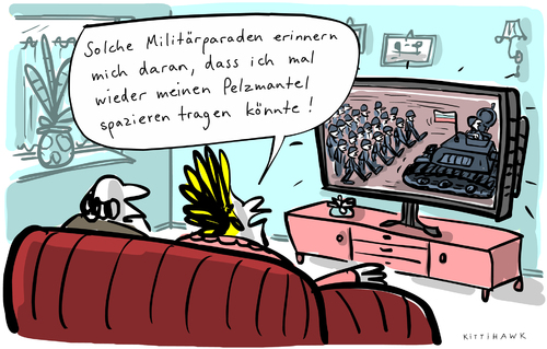 Cartoon: Militärparaden (medium) by kittihawk tagged kittihawk,2014,militär,paraden,putin,russland,krim,sieg,vaterländischer,krieg,rote,armee,nazi,deutschland,hitler,pelzmantel,ehepaar,fernseher,spazieren,tragen,erinnern,mich,mai,kittihawk,2014,militär,paraden,putin,russland,krim,sieg,vaterländischer,krieg,rote,armee,nazi,deutschland,hitler,pelzmantel,ehepaar,fernseher,spazieren,tragen,erinnern,mich,mai